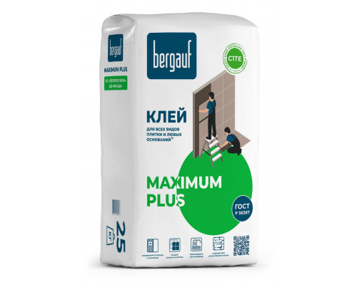Клей для всех видов плитки и любых оснований Bergauf Maximum Plus, 25 кг
