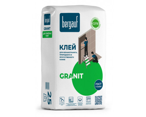 Клей для керамогранита, природного и искусственного камня Bergauf Granit, 25 кг