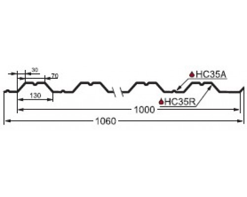 Профнастил НС35 Grand Line оцинкованный, сталь 0,55 мм