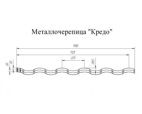 Профиль волновой Grand Line Kredo, Полиэстер, зеленый мох (RAL 6005) 0,45 мм