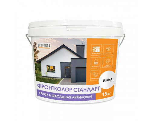 Краска фасадная акриловая PERFEKTA Фронтколор Стандарт база A, 15 кг