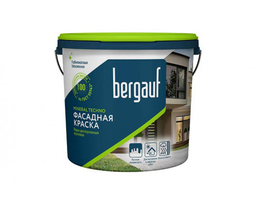 Bergauf Mineral Techno Краска водно-дисперсионная акриловая для фасадных работ база С, 18л ЛЕТО-ЗИМА